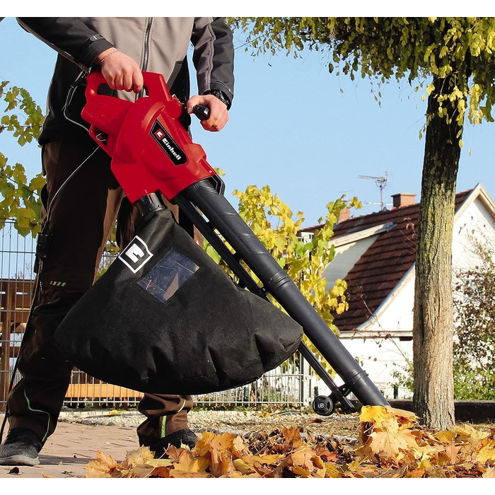 Einhell Electric Leaf Blower GC-EL 3024 E (Suction/Blow Function, Suction Tube Ø 75 mm, Suction Power 650 m³/h, Shredding Function, Shredding Ratio 10:1, Blowing Speed 240 km/h, Collection Bag 40 L)