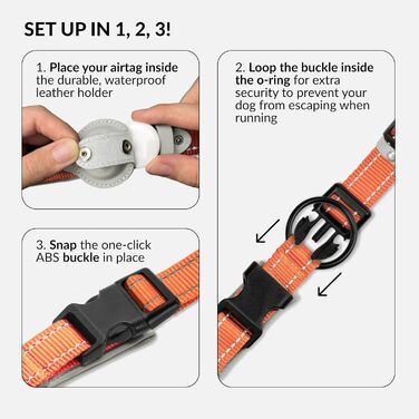 Нашийник для Apple AirTag для собак CollarDirect, світловідбиваючий, зелений, розмір L (42-51 см)