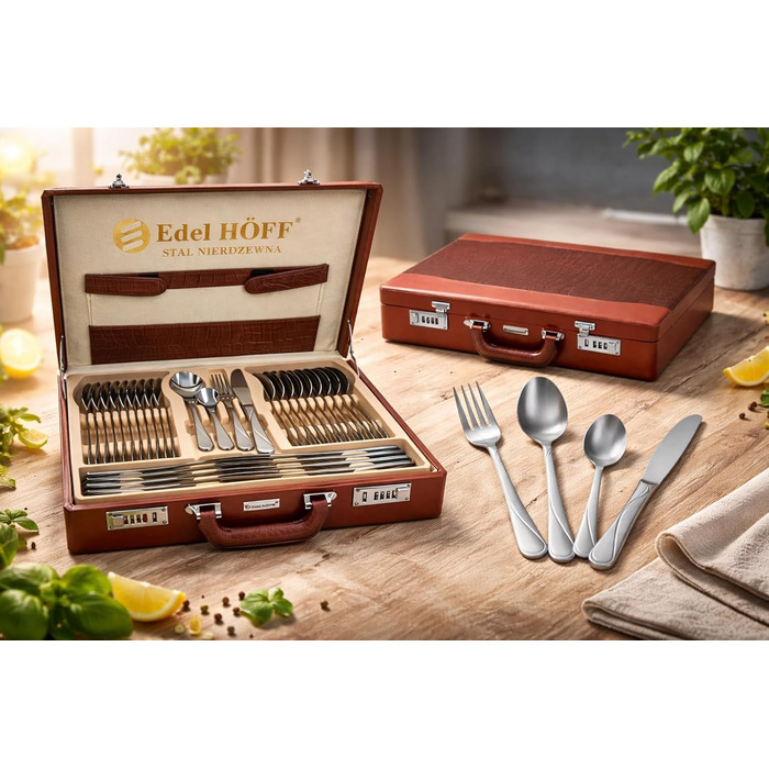 Набір столових приборів SATIN 72 предмети з нержавіючої сталі на 12 осіб (виделки, ложки, ножі) у кейсі