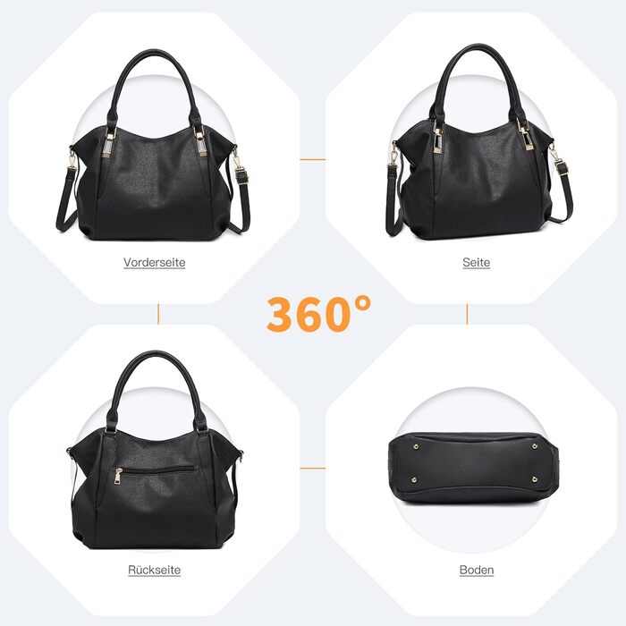 Сумка жіноча Miss Lulu велика шопер-торба Tote Bag з м'якої PU шкіри, чорна