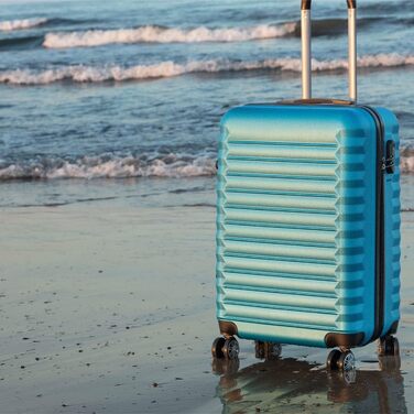 Набір валіз NEWTECK 4 шт. (75см, 63см, 53см) + косметичка, ABS, жорсткий, синій