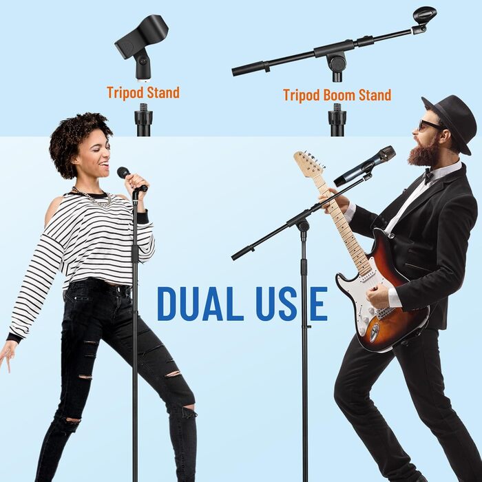 Підставка для мікрофона 2-в-1 Cahaya CY0311: підлого тип, 3 кліпси для кабелів, для вокалу, сцени, конференцій та презентацій