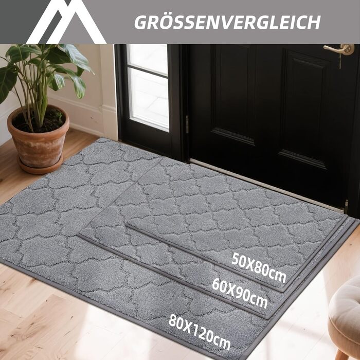 Килимок для входу COSY HOMEER 50x80 см, сірий, антиковзкий, вологостійкий,мийний килимок для дому, кухні, коридору