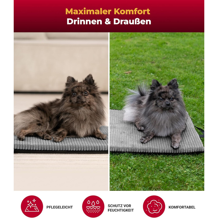 Килимок для собак HS-Hundebett® 45x65 см - Зручний вологостійкий килимок для відпочинку вдома та на вулиці, антрацит, Made in Germany