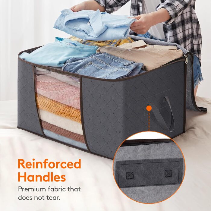 Органайзер для одягу Lifewit (3 шт) - коробки для зберігання з кришкою, сірий (90L)