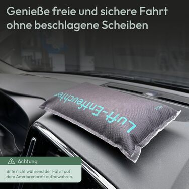 TRAVORA Dehumidifier Pillow 2x 1 kg with Anti-Slip Pad - Dehumidifier - reusable - car interior - extra large, Black