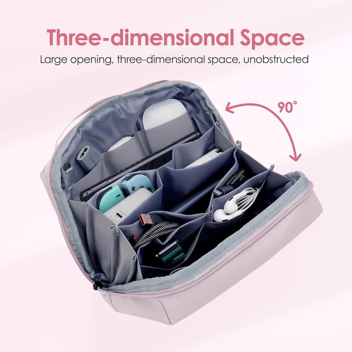 LENTION Cable Organizer Bag, Electronics Travel Cable Bag, Tech Pouch, Travel Cable Bag for Charging Cables, External Hard Drive, USB Hub, Charger, SD Card, Everyday Items (Pink)