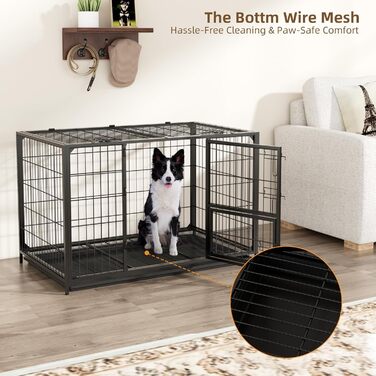 Клітка для собак VOWNER, міцна, 93x56x60 см, для малих та середніх порід, 3 двері, знімні двері та піддон, чорна