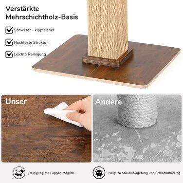 Дерево для котів FUKUMARU, 73 см, з платформою 46 x 36 см, ретро-стиль, з місцем для відпочинку, великий краш-тур з ліжком, з натурального сизалю та масивного дерева. XL