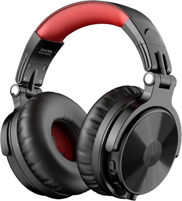 OneOdio Бездротові навушники Over-Ear Bluetooth з Bluetooth 5.2, 50мм драйвер, Hi-Fi Stereo, складні, з мікрофоном для ноутбука/телефону/ПК - Червоні