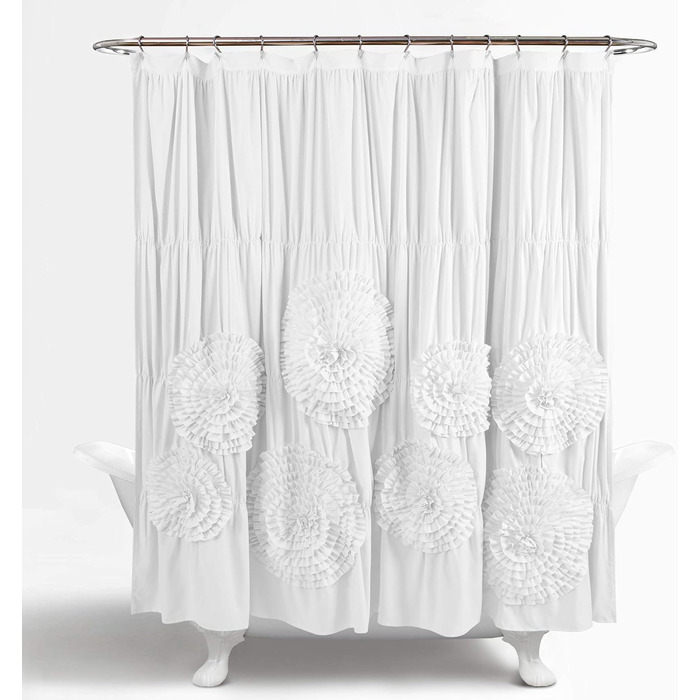 Шторка для душу Lush Decor Serena з рюшами, 183x183 см - квітковий дизайн, вінтажний гламур, стиль кантрі