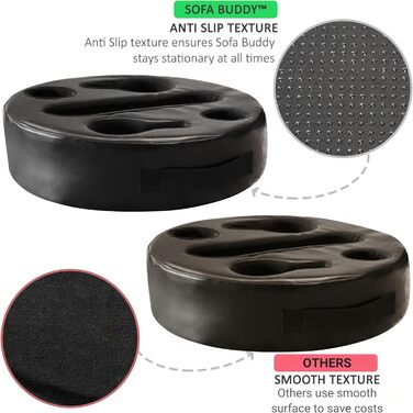 Sofa-Buddy Practical Couch Cup Holder, Couch Coaster, Sofa Cup Holder - The Perfect Couch Accessory (Big-Leather-Black)