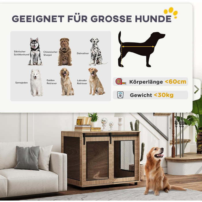 Клітка для собак PawHut з 2 закривними ковзними дверцятами, металева, підвищена, для дому, 98 x 60 x 78 см, горіх