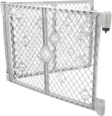 Клітка-вольєр для собак MyPet з 8 панелей, сірого кольору, довговічна та стійка до УФ-випромінювання, портативна, регульована, зручна для тварин, дружній дизайн (з розширенням на 2 панелі, дизайн з відбитком лапи, світло-сіра)