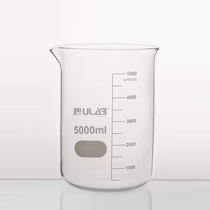 Glas Berker 5000ml, Borosilicate Glass Beaker with Graduations for Laboratory, Kitchen, School UBG1024
