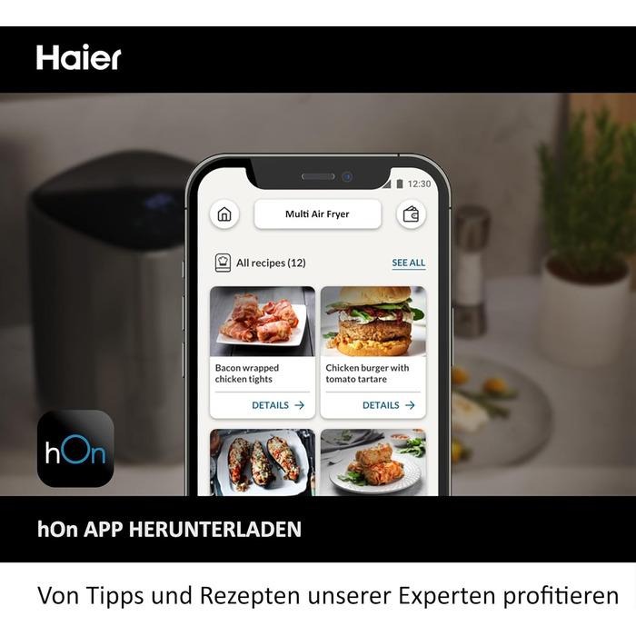 Фритюрниця Haier з LED-дисплеєм, 6 програм, 5л, 1500W, без олії, для 4 осіб, HAF5P