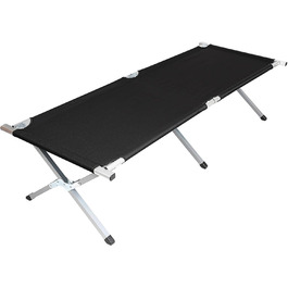 Кемпінгове ліжко Spetebo XXL, чорне, розкладне, 190 x 64 см, до 100 кг. Ідеально для відпочинку, подорожей, фестивалів та риболовлі.