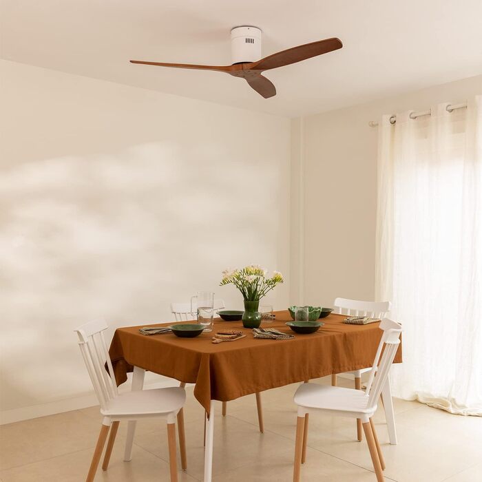 Вентилятор стельовий WINDCALM ABS білий з пультом, 40W, Ø132cm, 6 швидкостей, DC-двигун, літо/зима, без освітлення, тихий, з таймером