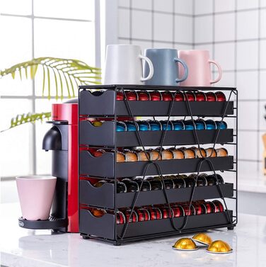 Організатор для капсул Nespresso Vertuo від Bagoo: 5-ярусна висувна шухляда для зберігання