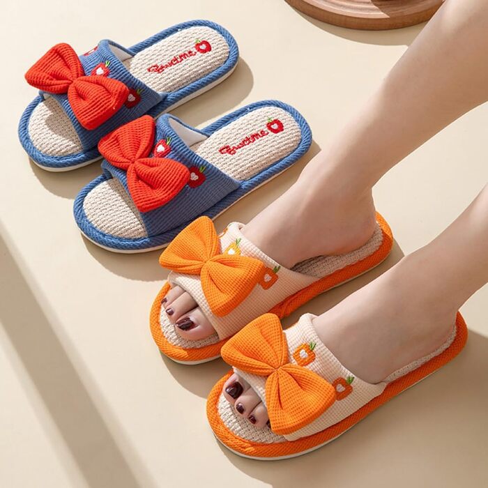 Жіночі тапочки з льону для дому - м'які, антиковзні, для спальні (помаранчевий, 36/37 EU)