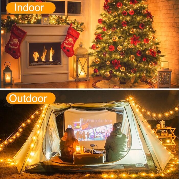 LED гірлянда 220 світлодіодів для дому та саду, 29.2 м, 8 режимів, IP44, з пультом та таймером, тепле біле світло, для декору на Різдво, весілля, вечірку