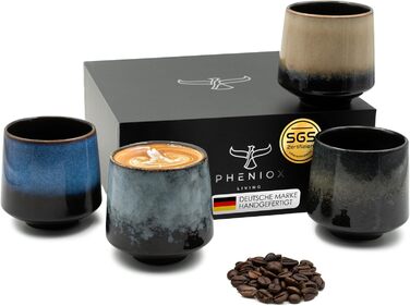 Набір кавових чашок Cappuccino Infinity | 4 шт. по 220 мл - порцелянові чашки преміум-якості | Набір кавових чашок без ручки | Подарунковий набір у сучасному дизайні, придатний для миття в посудомийній машині | Також підходить для чаю