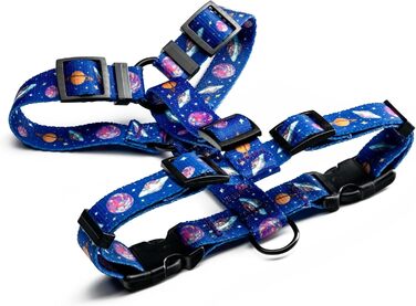 Шлейка для собак середніх порід | Не вбирає вологу | Регульована | З контролем | Легка класична шлейка для собак | Dog Harness - M (Cosmic Bloom, S - виміряйте собаку)