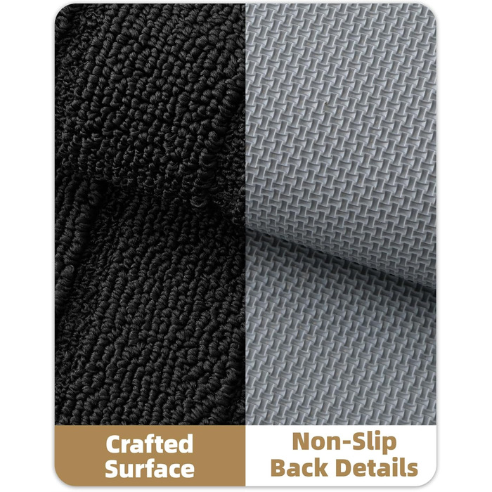 Килимок для дому COLOR&GEOMETRY 44x76 см – чорний, машинного прання, протиковзкий, вбираючий, мінімалістичний дизайн для входу, порогу та коридору