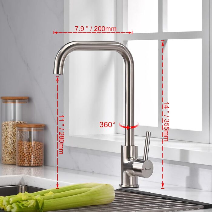 Кухонний змішувач IBERGRIF M22105A, однолеверний, сірий матовий, для кухні