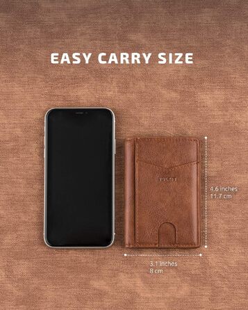 Чоловічий шкіряний картхолдер VULKIT з RFID/NFC захистом, тонкий гаманець для карток на 10 відділень, коричневий