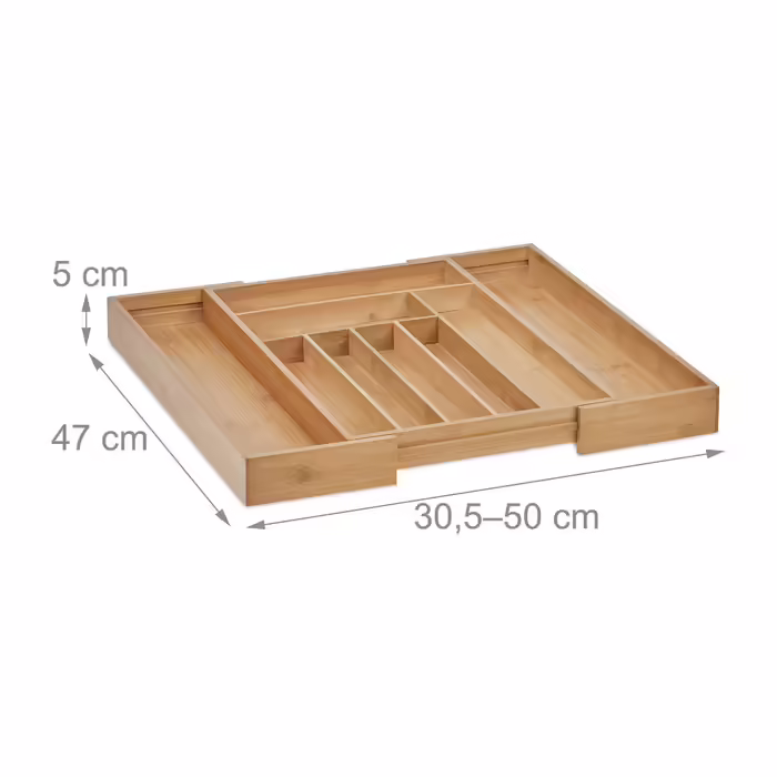 Relaxdays Extendable Bamboo Cutlery Box