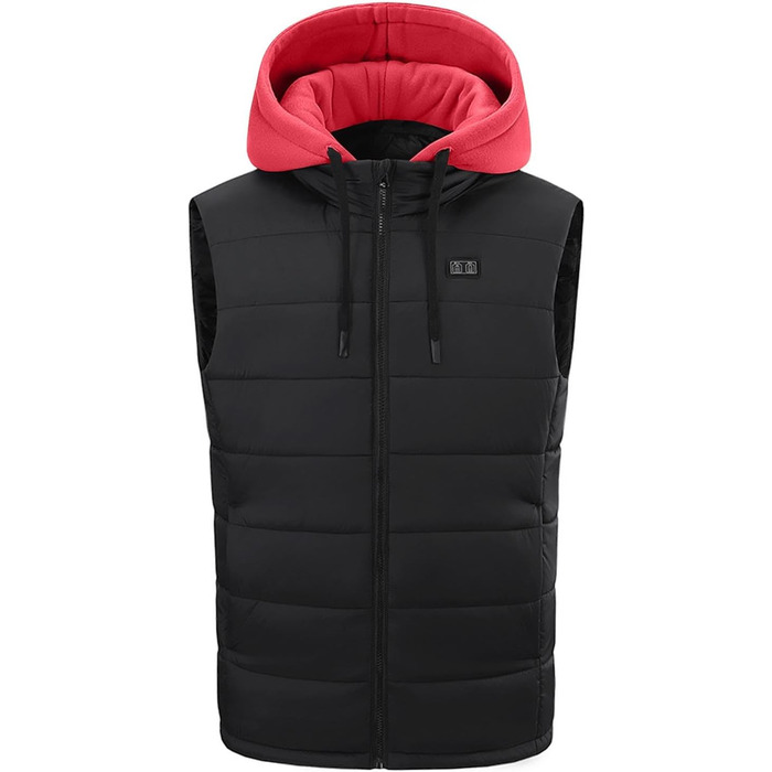 Чоловіча гріюча жилетка з капюшоном, 15 зон нагріву, USB, електрична, регульована, степна, зимова жилетка з нагрівом, без рукавів, червона, M