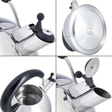 ONVAYA® Чайник з нержавіючої сталі | 2,5 л | Електрочайник | Чайник-заварник | Класичний свистковий чайник з мелодійним звуком | Для індукційних плит