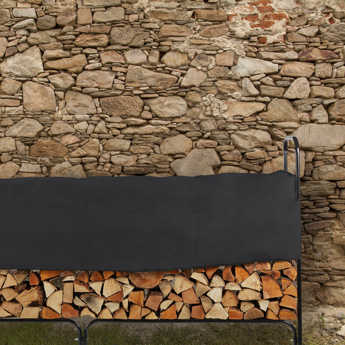 Relaxdays Black Firewood Rack with Cover