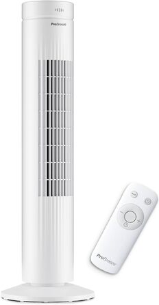 Турбовентилятор Pro Breeze з пультом керування, 76 см, коливання 65°, таймер, 3 швидкості – потужний та енергоефективний, тихий вентилятор для спальні та офісу, білий