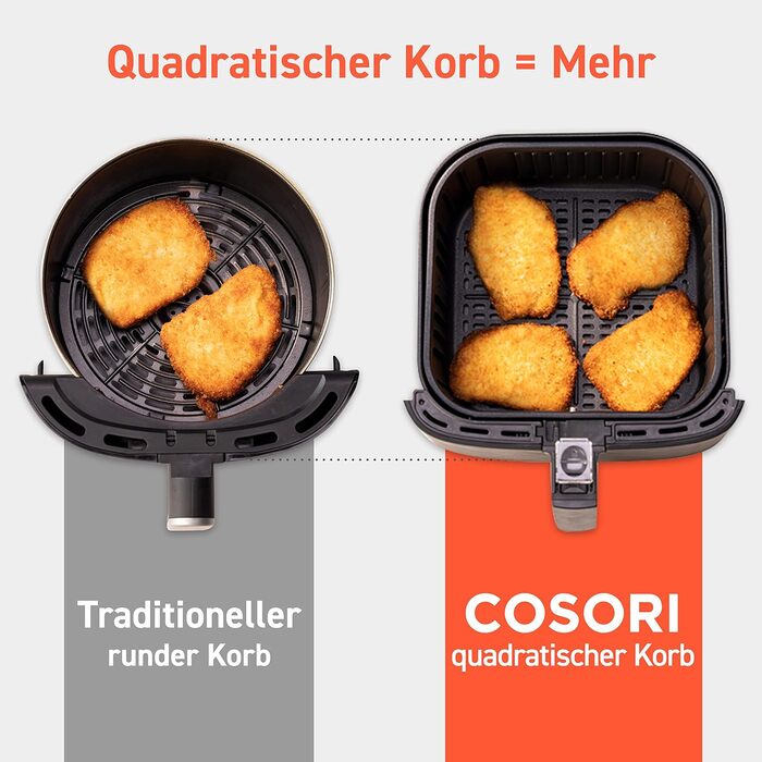 COSORI Air Fryer, 11-in-1 Air Fryer XXL 5.5L, Hot Air Fryer with Shake Reminder, 100 Recipes, 55 Percent Energy Saving, Dishwasher-Safe Baskets 5.5L Black