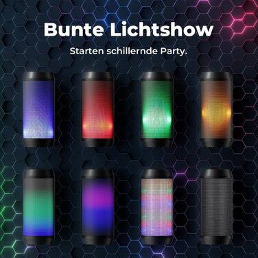 Портативна Bluetooth колонка ELEHOT з LED підсвіткою, 10W, підтримка Micro-SD та USB, з функцією гучного зв'язку для телефону та ПК