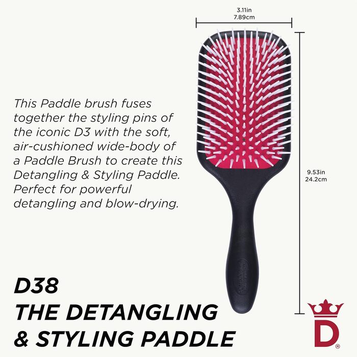 Щітка для волосся Denman Power Paddle - для розчісування, сушіння та укладки, D3 піни, червоно-чорна, P038
