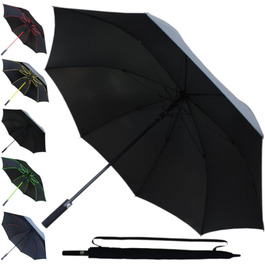 COLLAR AND CUFFS London XL Windproof Golf Umbrella - 154cm Fiberglass Frame - Automatic Open/Close - Red & Black