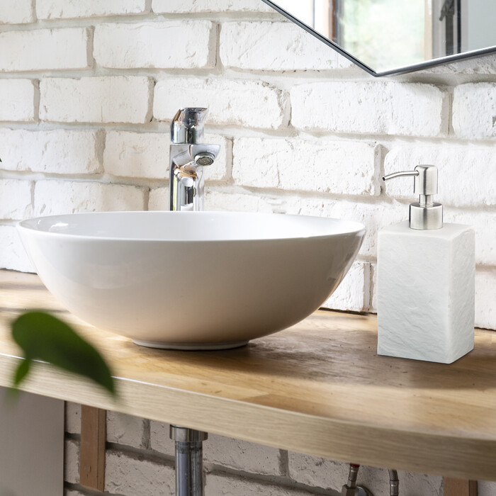 Relaxdays Soap Dispenser, Stone-Look, Square