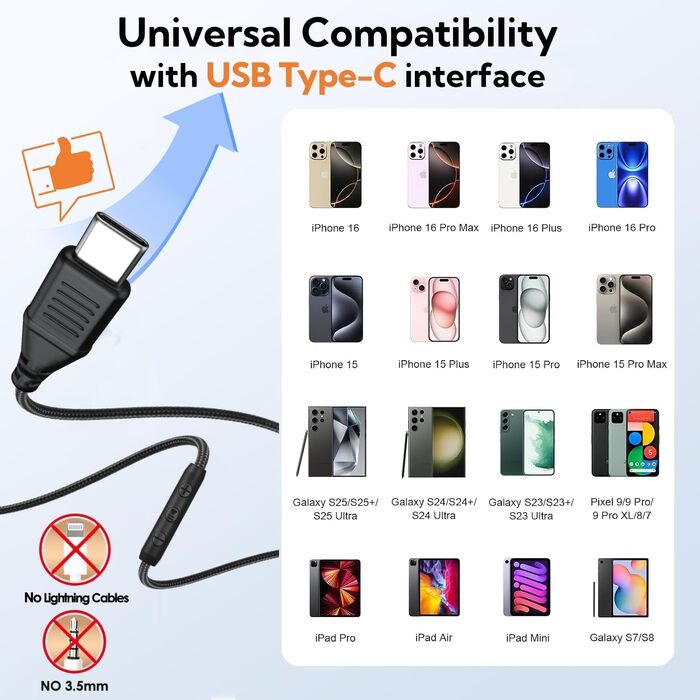 Навушники INFURTURE Over-Ear з USB-C, з активним шумозаглушенням (Noise Cancelling), дротові, чорні