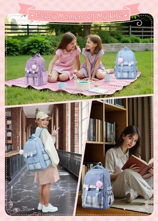 Стильний рюкзак для підліток та жінок, 17 л, легкий, з відділенням для ноутбука, для подорожей, навчання та роботи (блакитний)