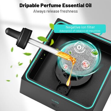 Portable Ashtray with Suction - 2 in 1 Smoke-Free Ashtray with Air Purifier - Portable Smoke Cleaner Ashtray with Filter for Home, Car, Office, Indoor Cigarettes