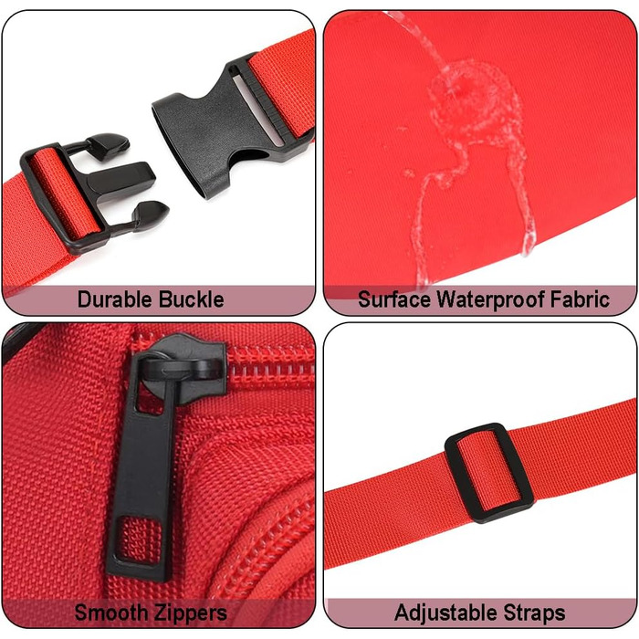 Сумка на пояс для чоловіків та жінок, спортивна, на стегно, бананка для подорожей, прогулянок з собакою та активного відпочинку (червона)