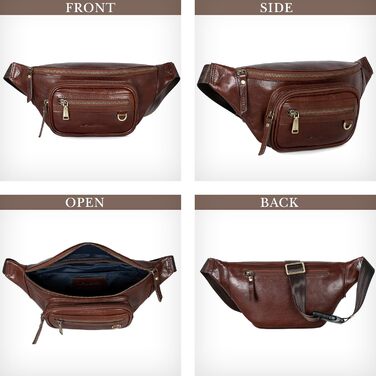 Чоловіча поясна сумка Marc Peter® Varadero з натуральної шкіри Наппа | Перехресна сумка на пояс для чоловіків та жінок | Сумка на пояс з регульованим ремінцем | Шкіряна сумка-чокер | Сумка через тіло (Чорний шоколад)