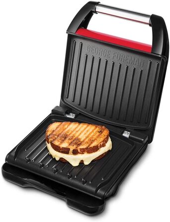 George Foreman Family Size Contact Grill & Panini Press - 24x17cm (3 Portions) - Red Steel