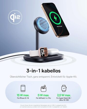 Baseus EnerFill 3-в-1 Бездротова Зарядка з Охолодженням TEC, 22.5W, для Apple Watch, iPhone 16/15/14/13/12 Pro Max, AirPods, з 45W Швидкою Зарядкою