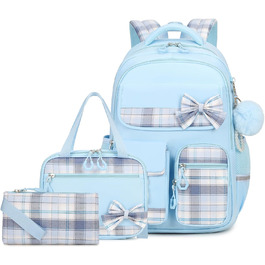 Набір шкільних речей для дівчаток: рюкзак, ланч-бокс, пенал. 3-й клас, 4-5 клас. Блакитний колір