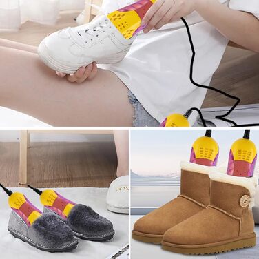 Електричний сушильник для взуття USB з УФ-лампою, антибактеріальний, для взуття, рукавичок, шкарпеток, гірськолижних черевиків (білий/жовтий)