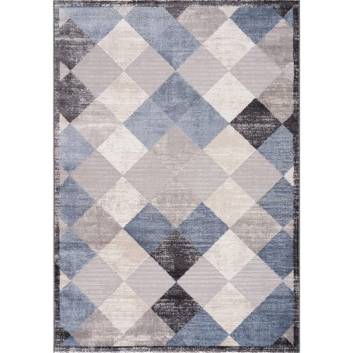 Килим SANAT Evra для вітальні - коротковорсовий килим з сучасним дизайном, підходить для вітальні, коридору, їдальні, спальні, кухні та дитячої кімнати (80x150 см, 200 x 280 см, прямокутний, блакитно-сірий)